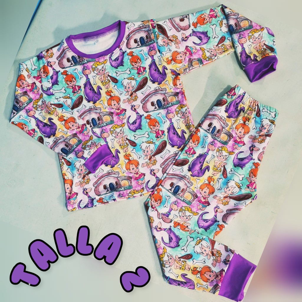 Pijama infantil manga larga talla 2 estampado caricaturas