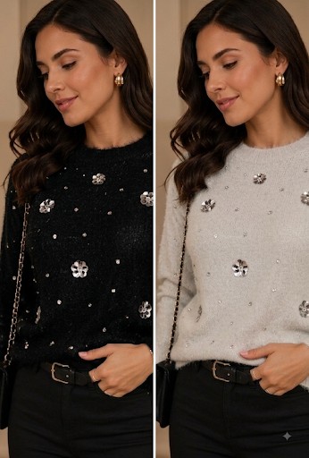 Sweater negro con strass