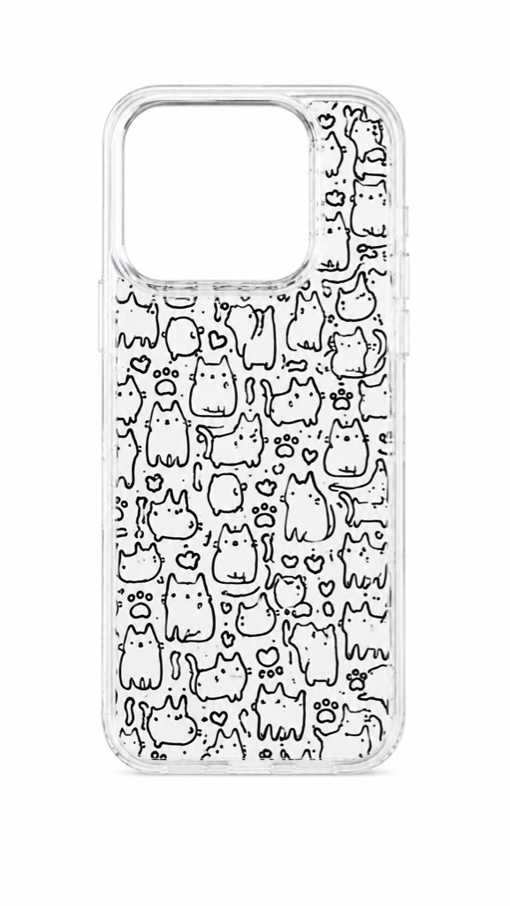 Funda trasparente gatito + protector cargador