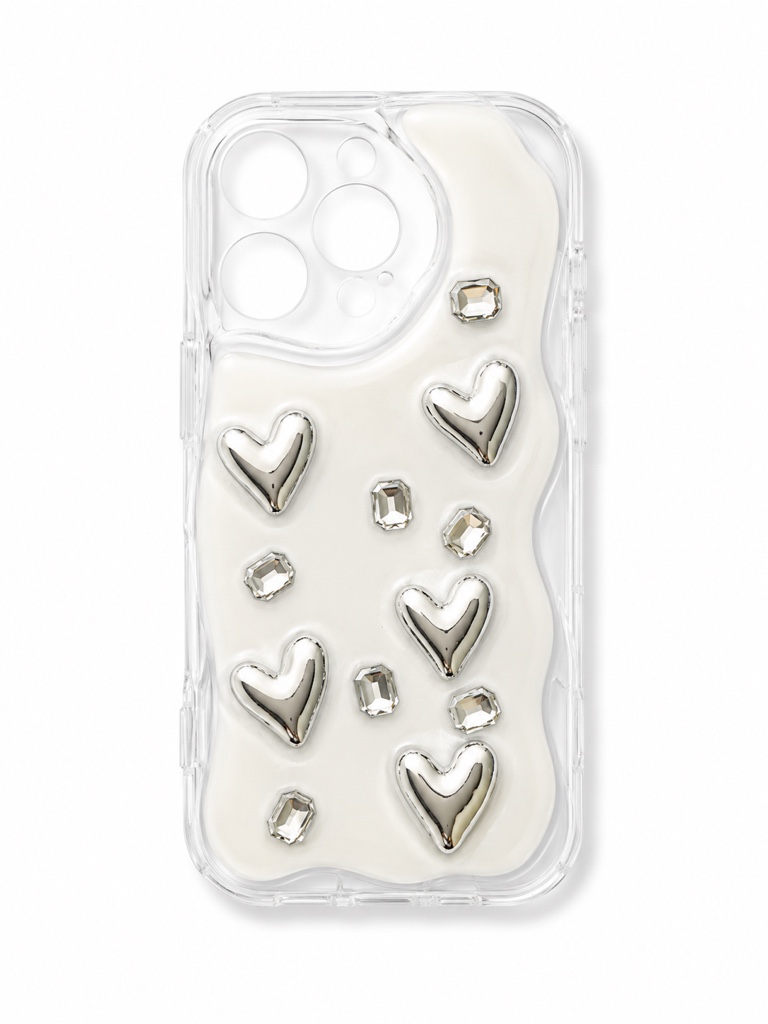 Fundas corazones plateada 16 pro