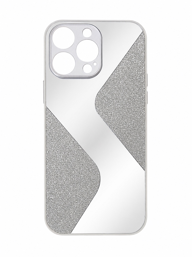 Funda iPhone 16 Pro Max plateada glitter y espejo