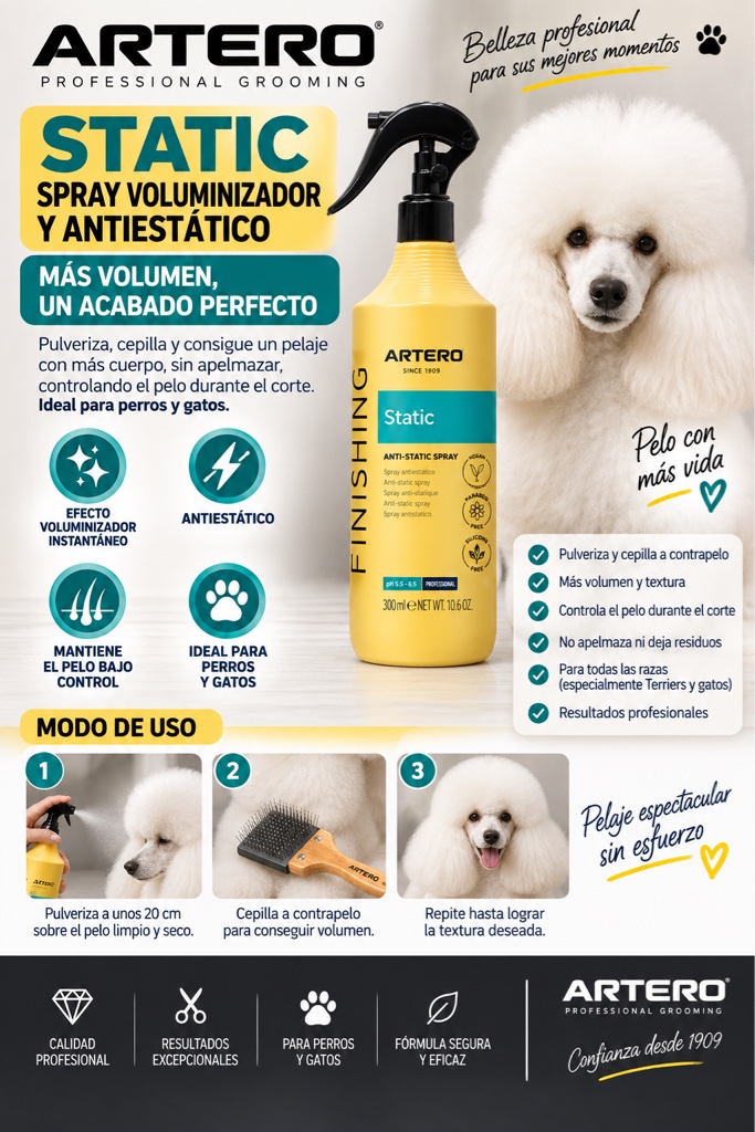 STATIC de artero texturizador , voluminizador Y anti estatico y