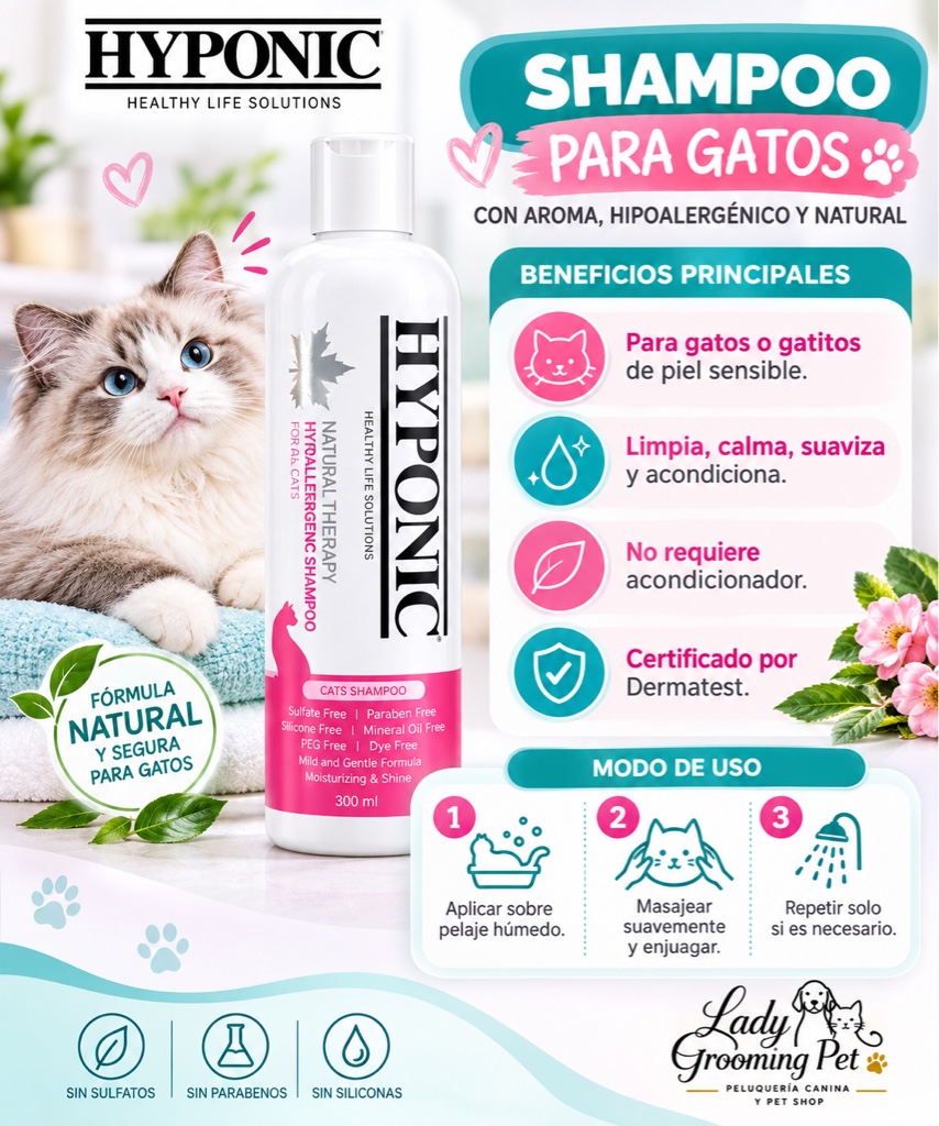 Champo para gato HYPONIC 300 ml