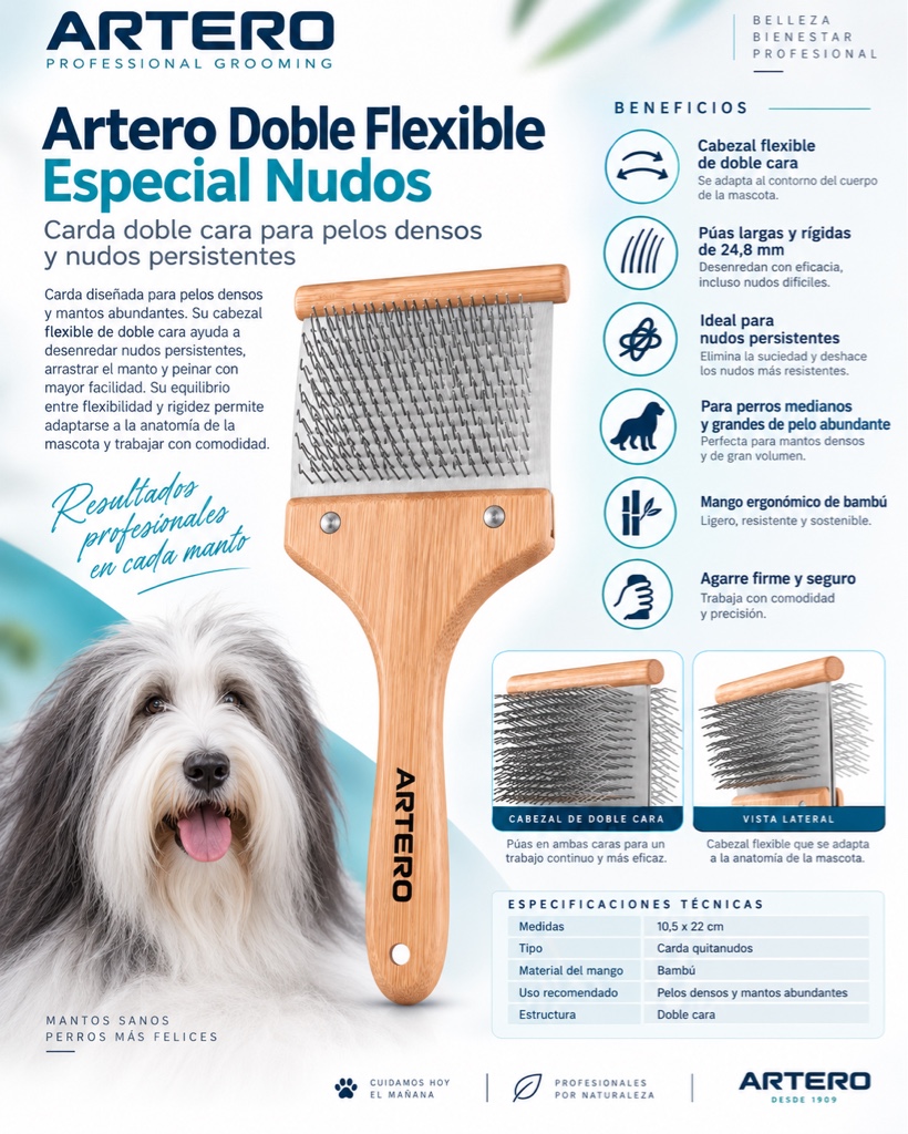 BEAST / Artero carda doble FLEXIBLE especial nudos TALLA L