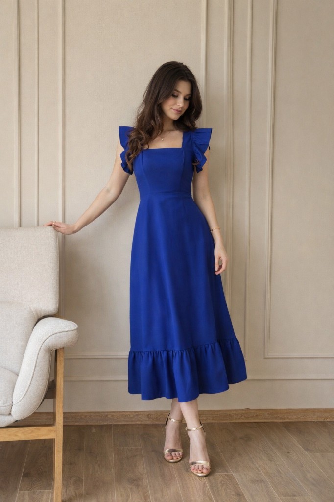 Vestido Linea A azul real