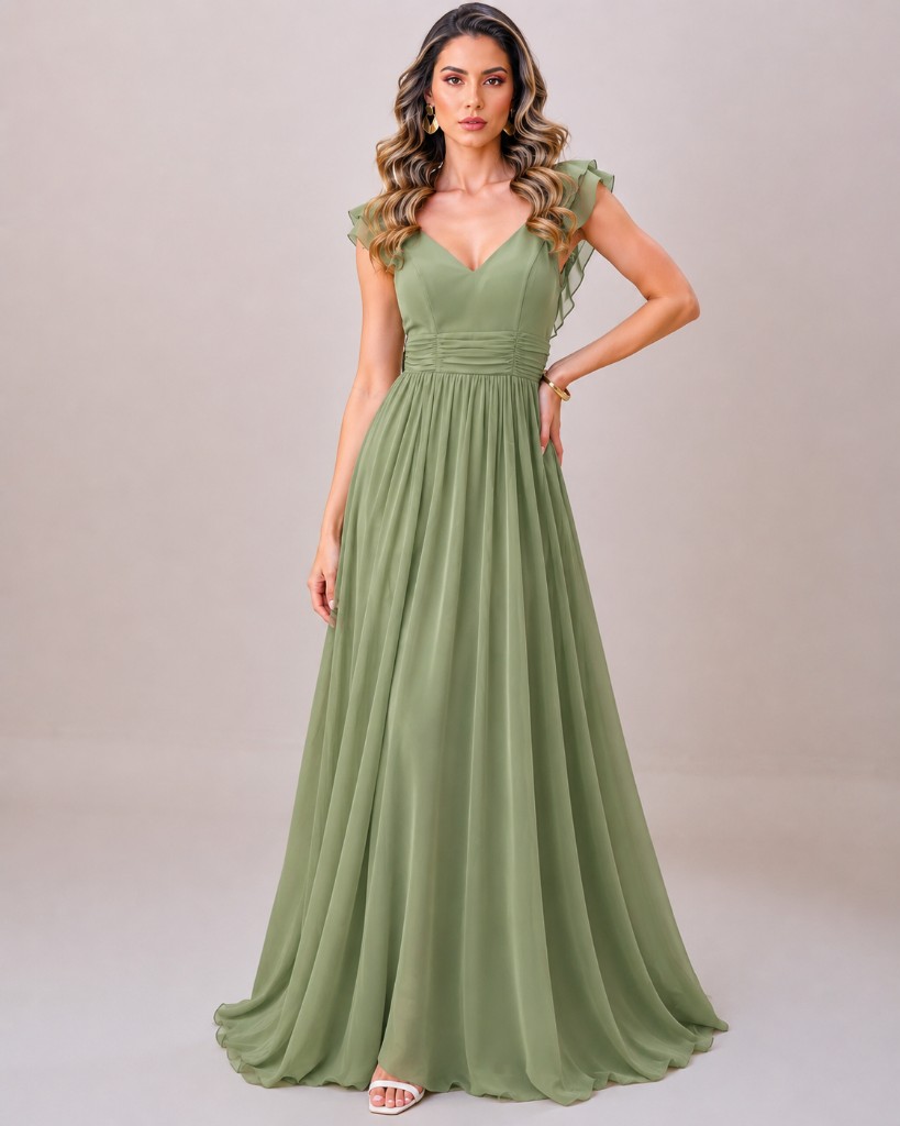 Vestido verde salvia