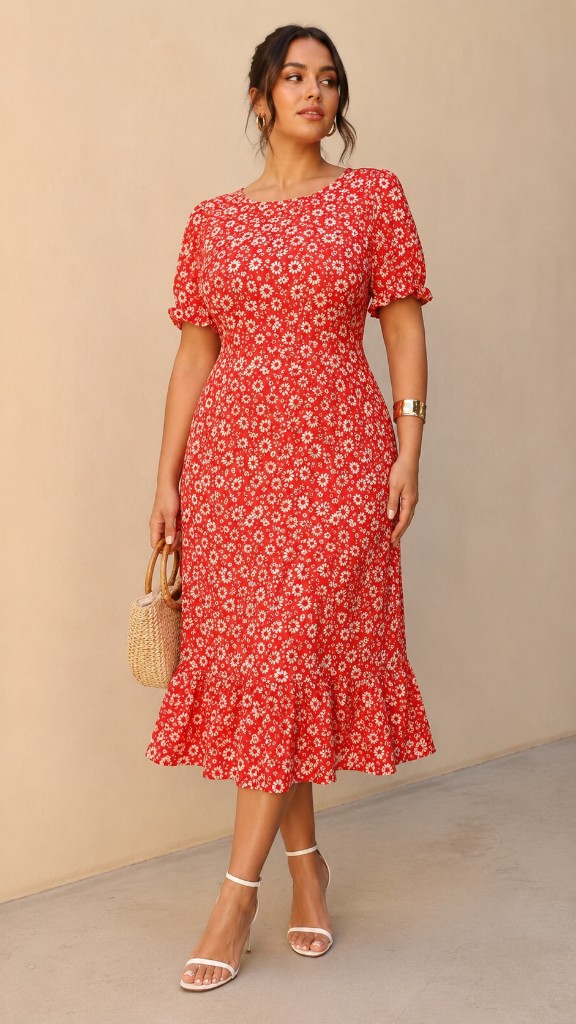 Vestido rojo floral