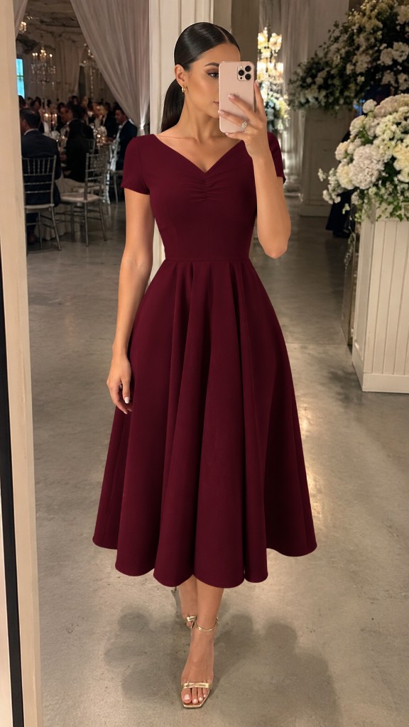 Vestido borgoña midi