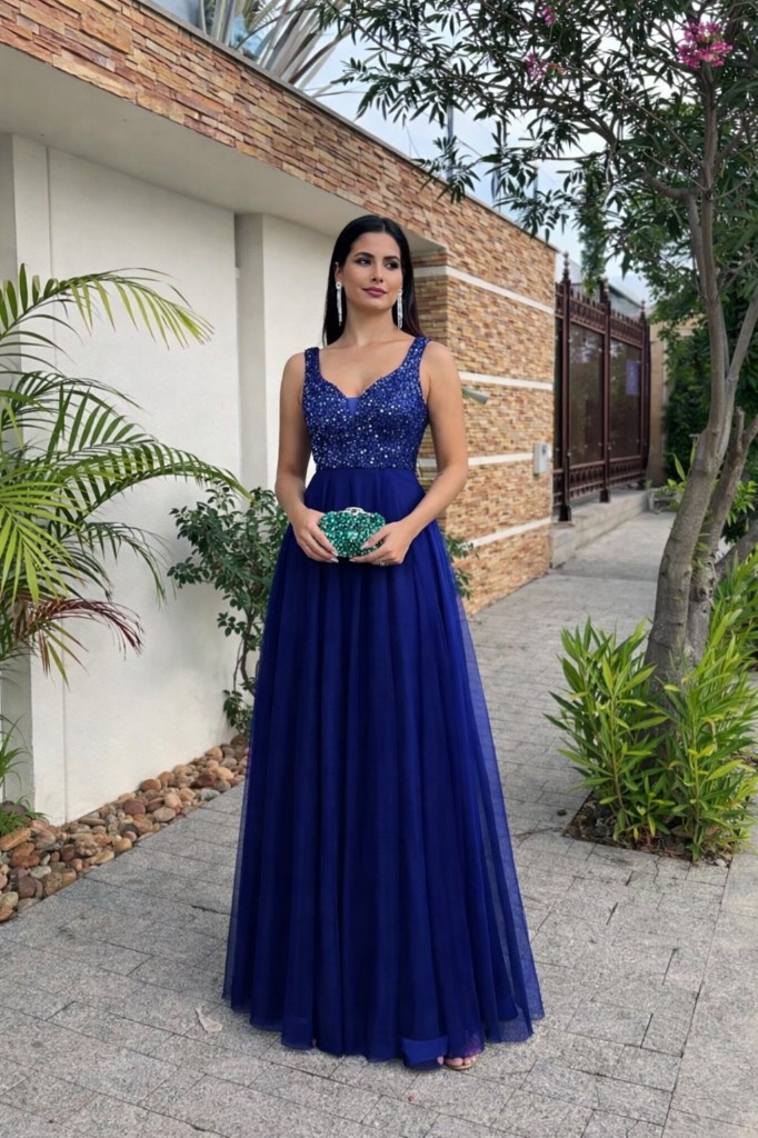 Vestido de lentejuelas para fiesta de Gala con tull y malla