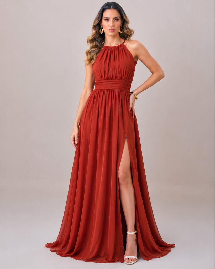 Vestido naranja quemada