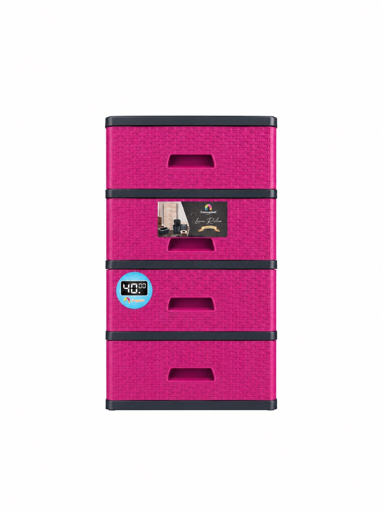 (58PECKC)  COMODA RATAN 4N FUCSIA