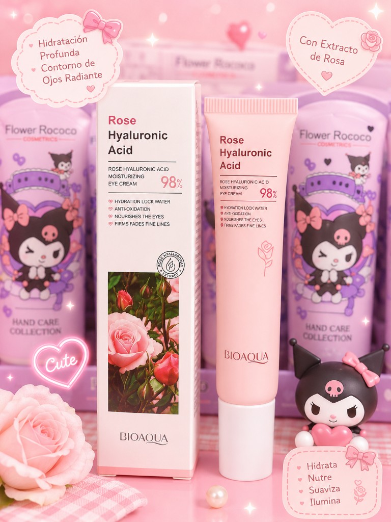 Contorno de ojos rosas y ácido hialurónico Bioqua