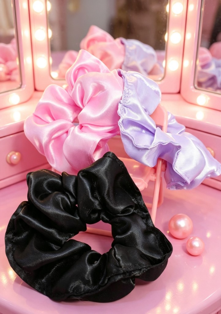 Scrunchies de satin para cabello