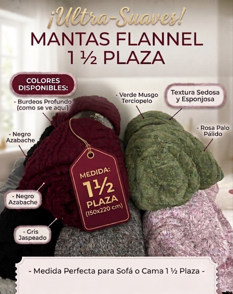 Manta flannel 1 1/2 plaza