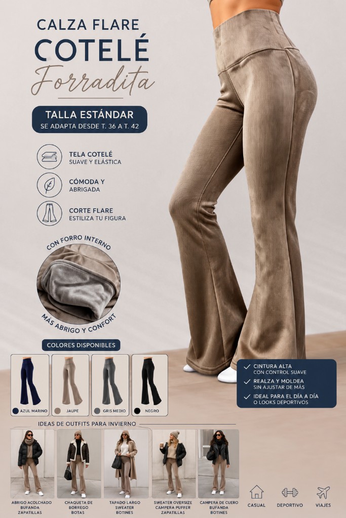 Calza Flare Cotele Forradita