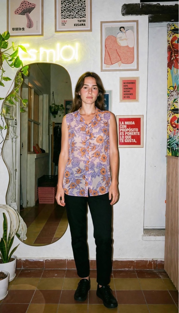 Musculosa floral lila Hm Talle S