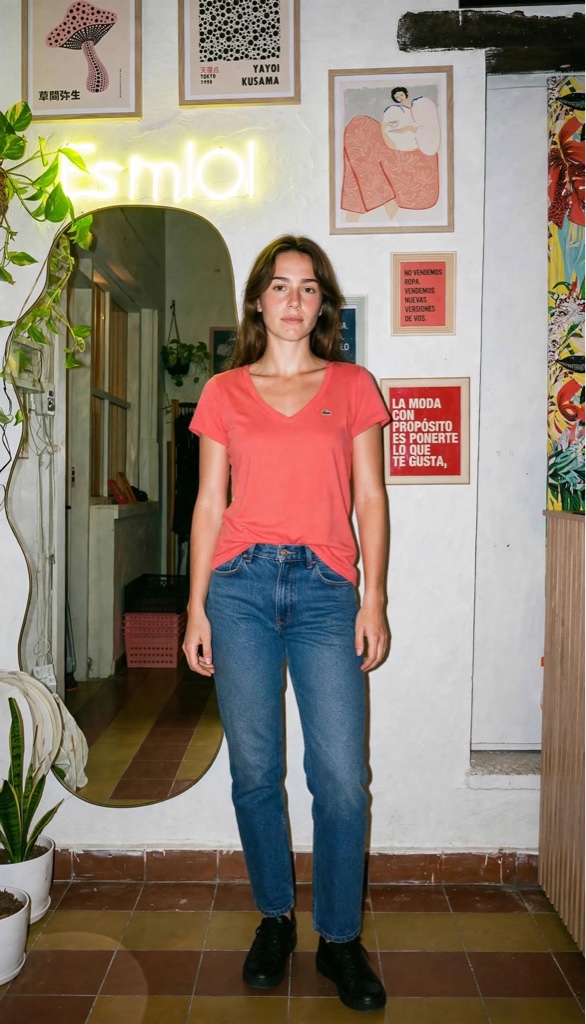 Lacoste remera coral Talle S