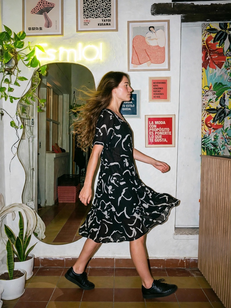 Vestido negro y blanco S/M