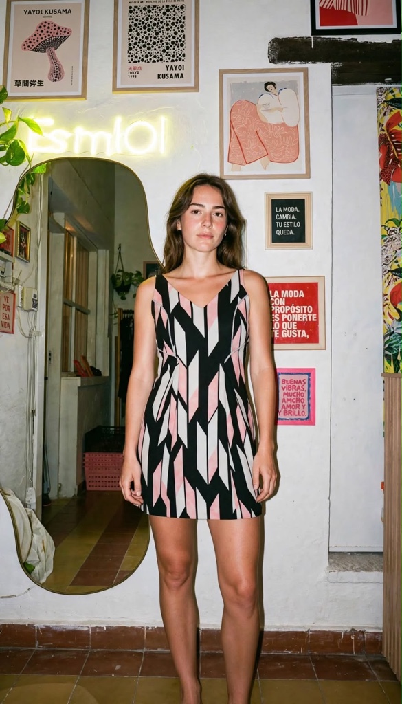 Vestido estampado geométrico talle S