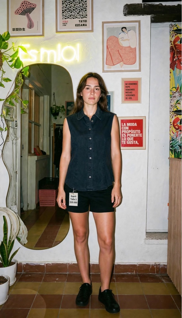 remera denim sin mangas Gap talle S