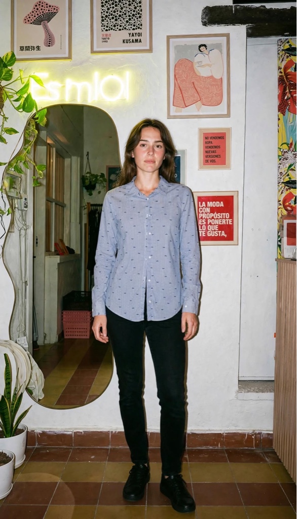 Camisa celeste manga larga Zara Talle S