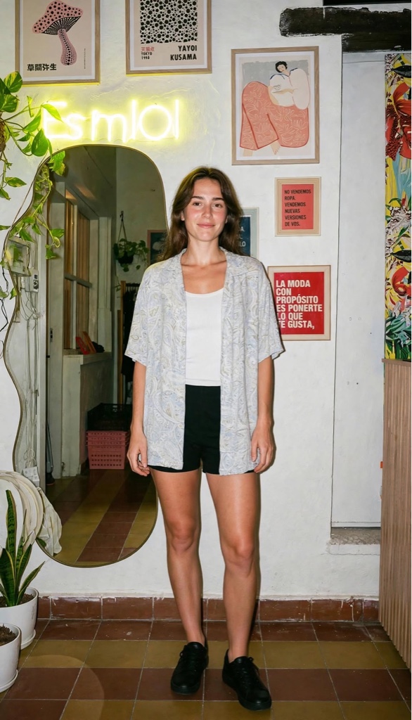 Camisola estampado blanco y celeste Talle M