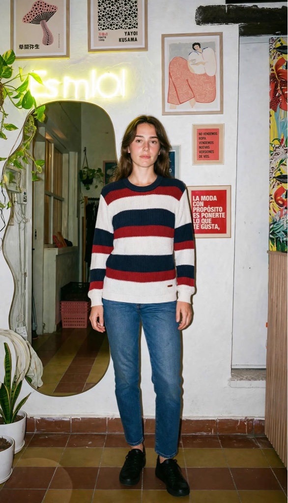 Sweater rayado azul rojo blanco Talle M