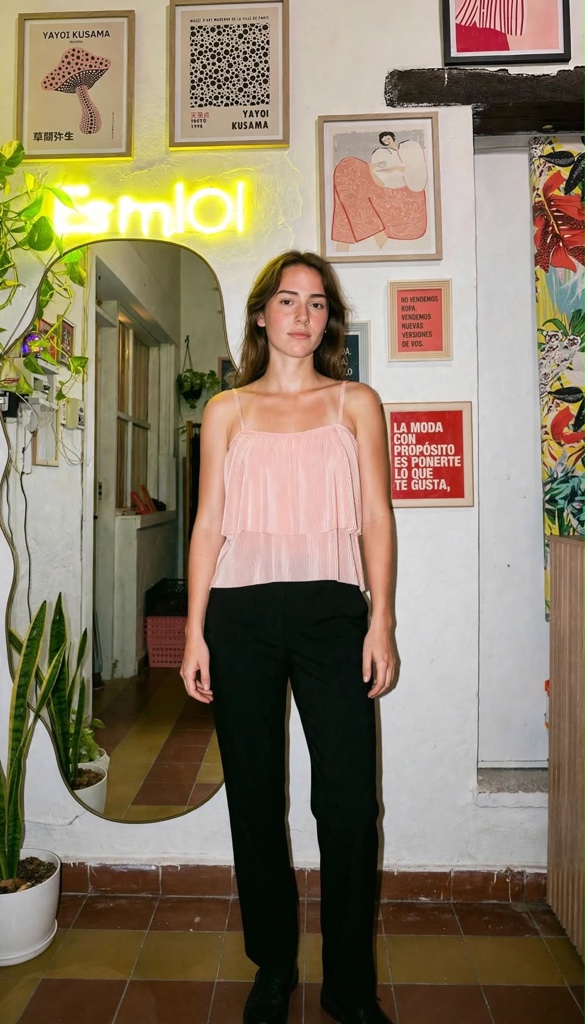 Top rosa plisado talle S