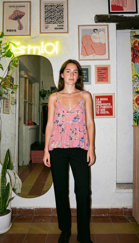 Remera  rosa floral talle S