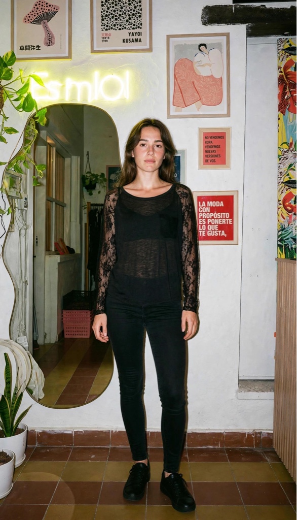 Blusa negro encaje talle M 0.98 Grs