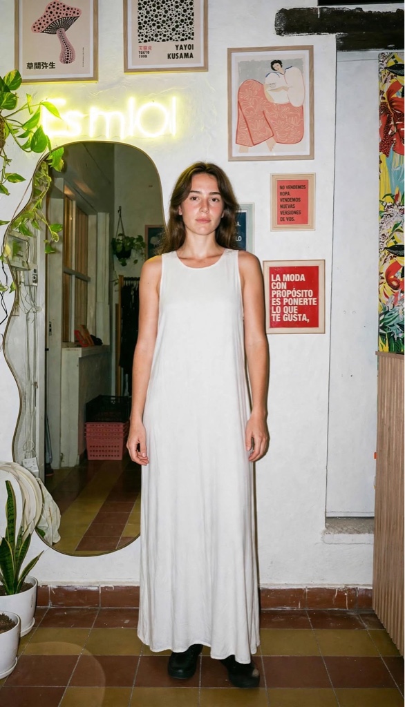 Vestido blanco largo Silenzio talle M