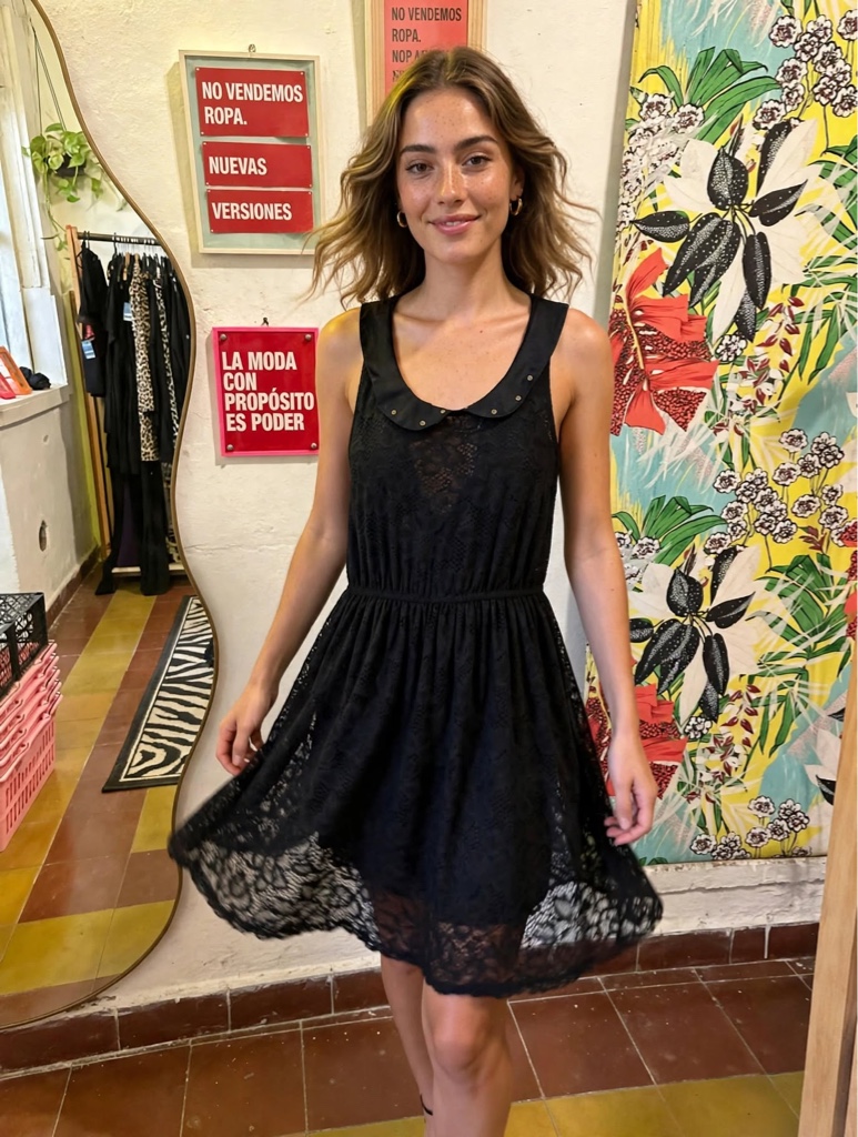 Vestido negro encaje Talle S
