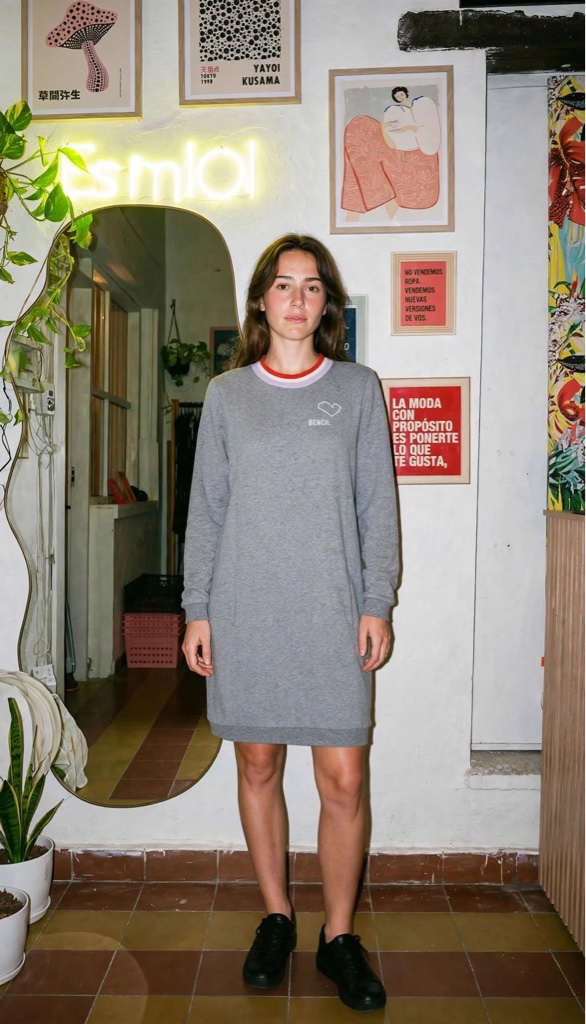 Buzo vestido gris algodón talle S