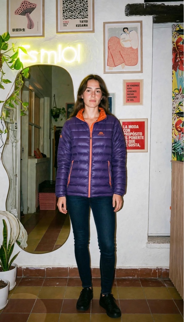 Campera violeta con cierre talle M