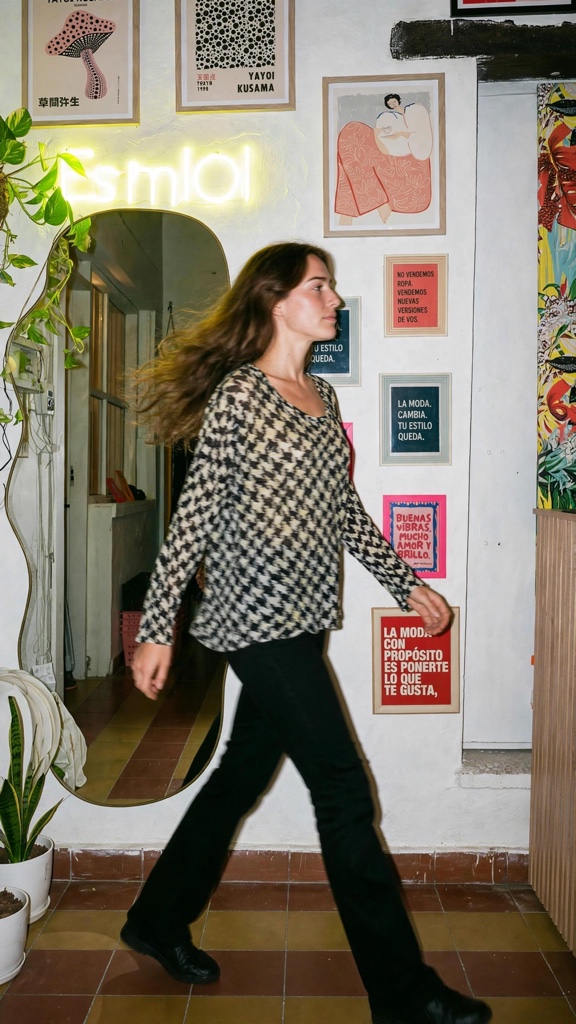 Cardigan blanco y negro estampado talle S/M 116 Grs