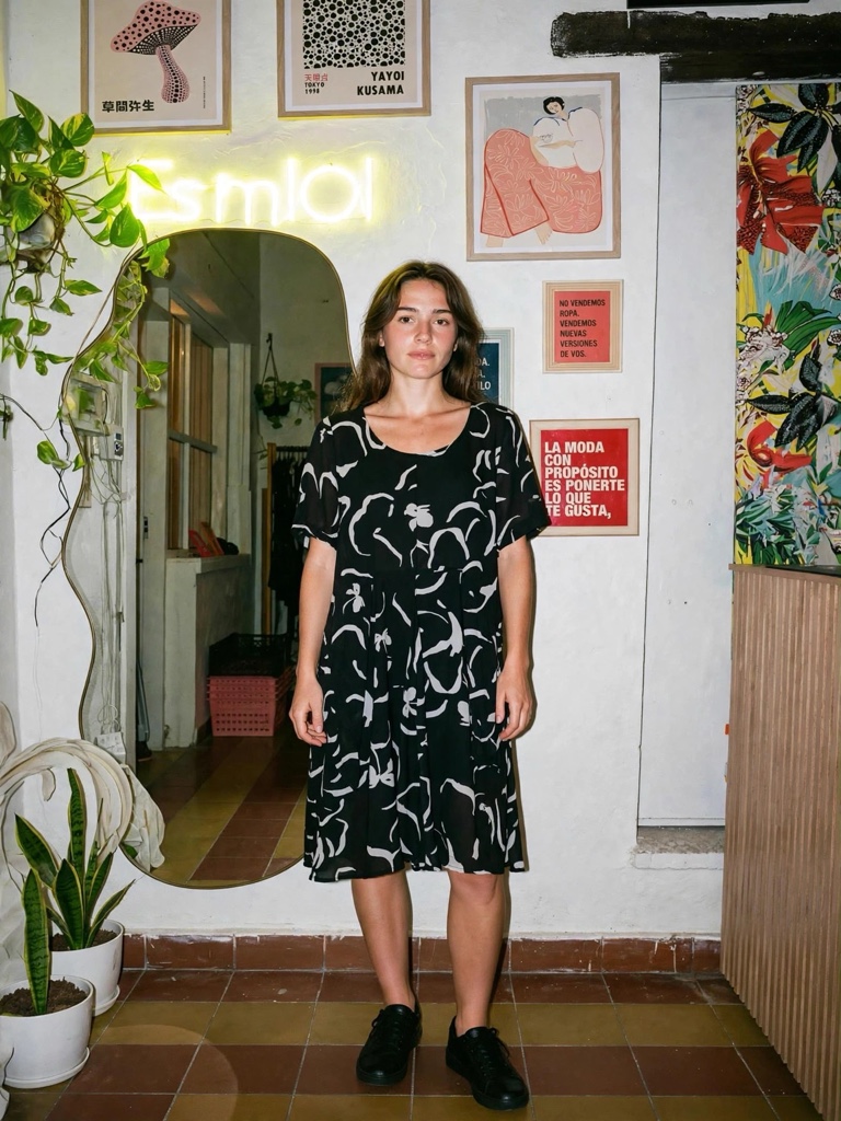 Vestido negro estampado