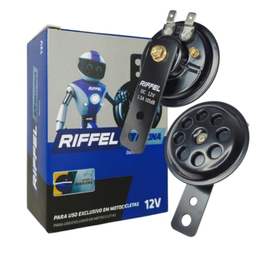 Buzina Universal Riffel Cg Bros 125/150/160 Ybr Biz 100/110 Nx Cb Cbx Xre Xlr Xtz Gsr 50 100 250 300