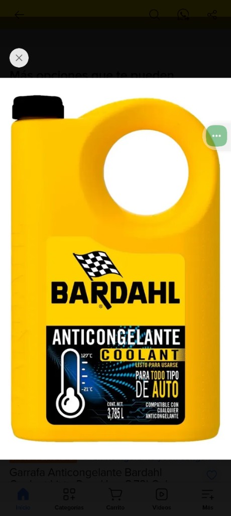 Anticongelante Bardahl amarillo