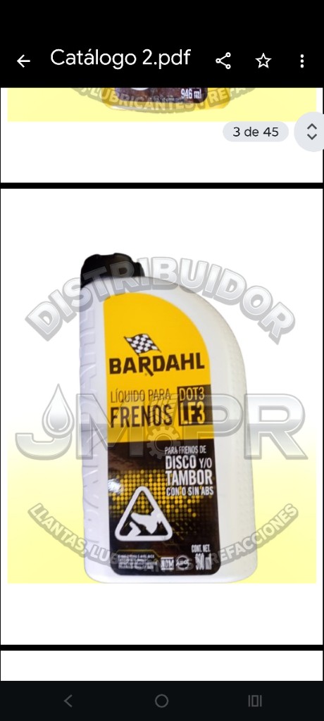 Bardahl liquido para frenos DOT 3