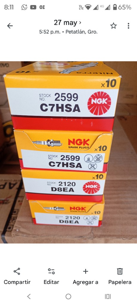 BUJIA NGK C7HSA D8 D9 BUJIAS
