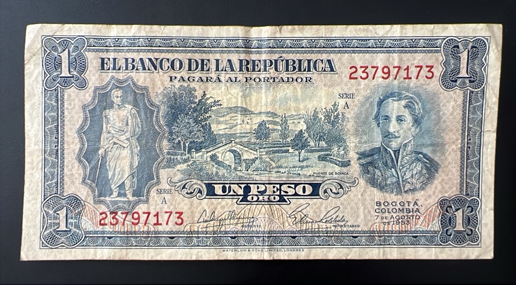 Billete Colombia 1 peso oro