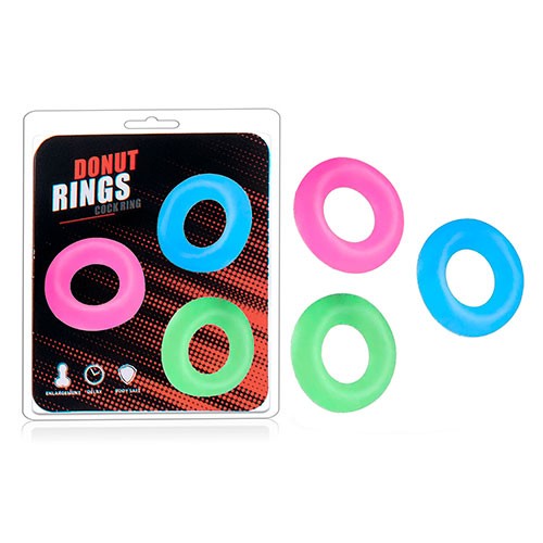 Anillo Retención Liga Para Pene Kit 3 Fluorescent Cock Rings