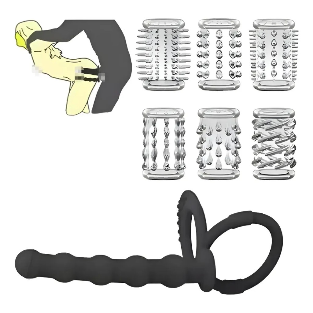 Dildo Doblepene, Doblepenetracion, Engrosador De Pene 7pcs