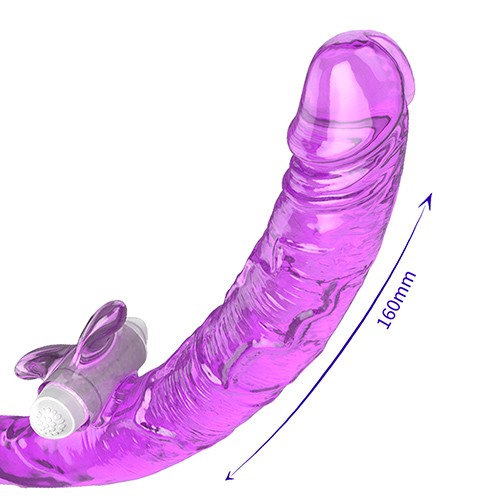 Dildo doble con vibración, flexible

Material: TPR + ABS

Medida: 35 cm

Alimentación:  3 baterías LR44 incluidas