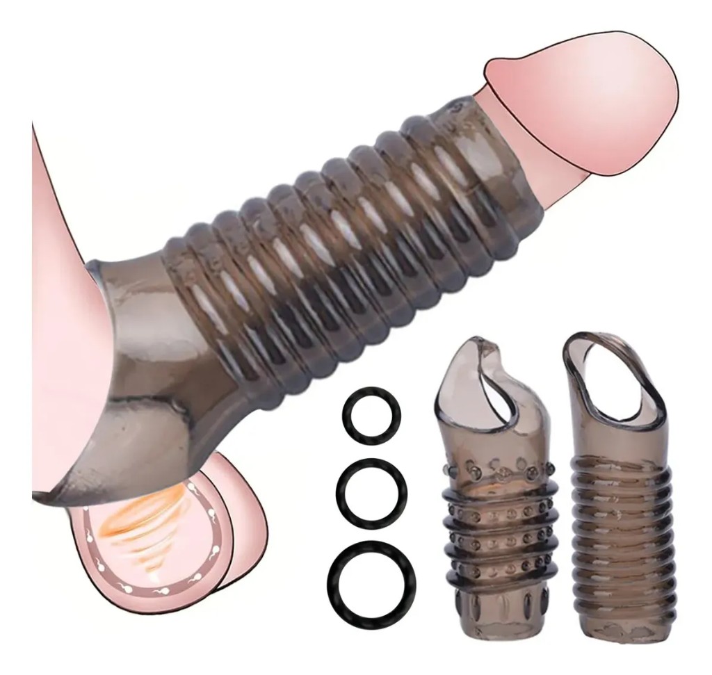 Funda De Pene Y Anillos Para Retraso La Eyaculación 5 Piezas
