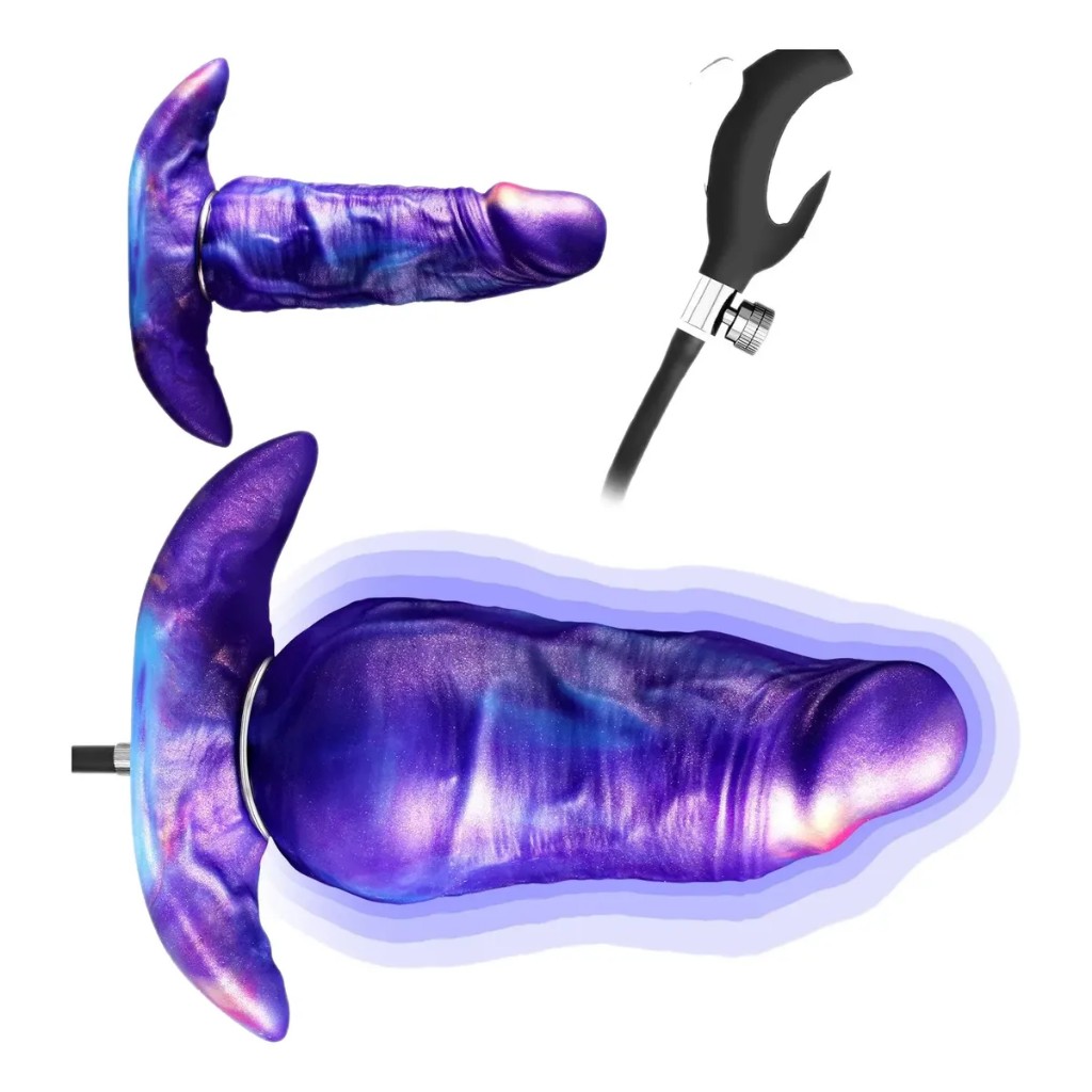 Dildo Anal Expandible Inflable De Silicona Con Tapones Anale