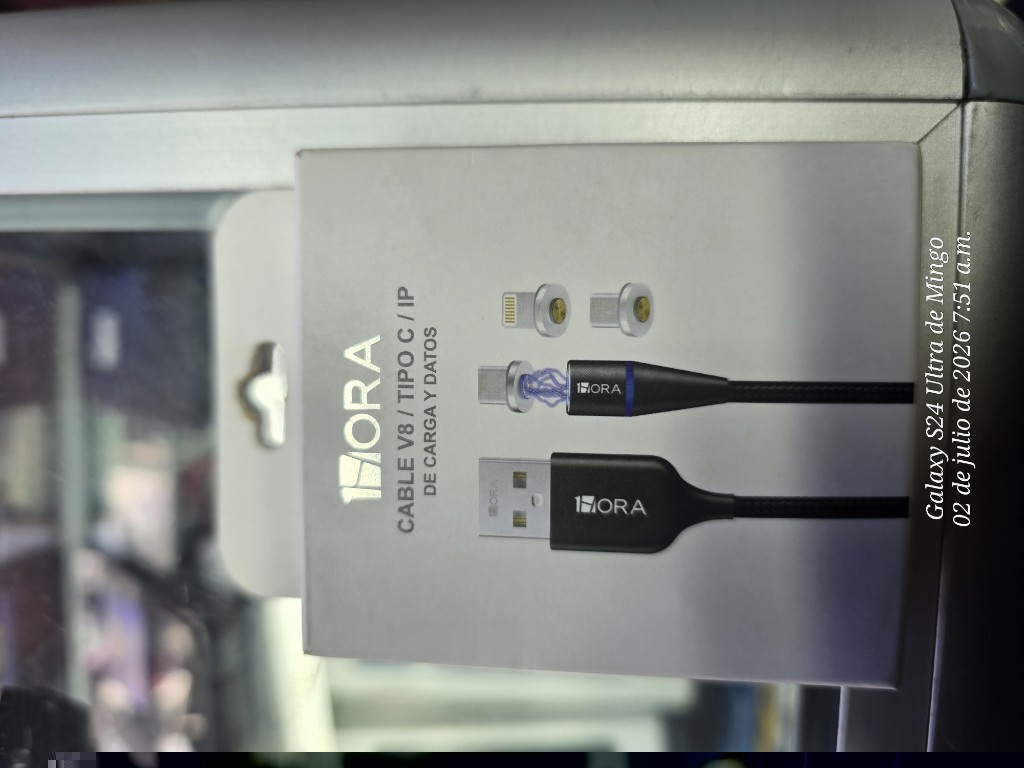 CABLE 1HORA cable negro V8 Tipo C/iP