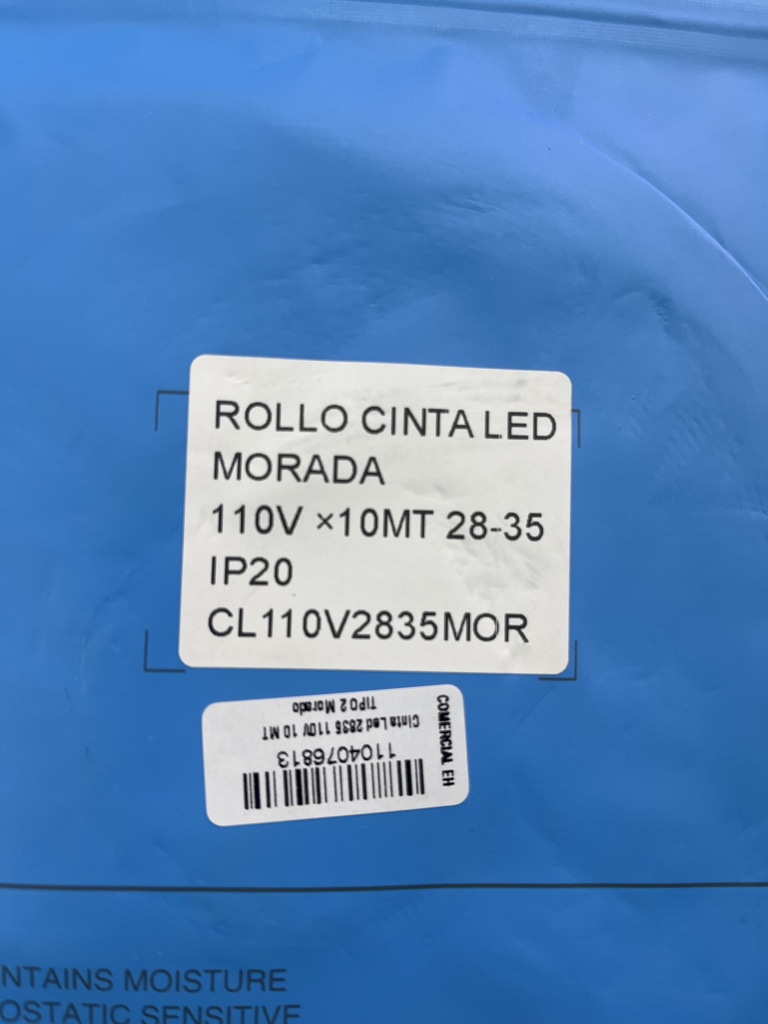 CINTA LED 110V MORADO CTR 10CM 10MTS BIGLED