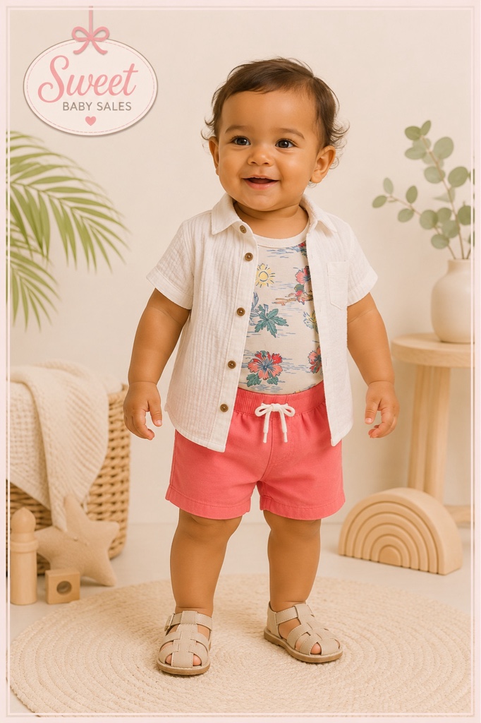 Set 3 piezas Boys 9M Tropical | Camisa -Franela + Pantalón