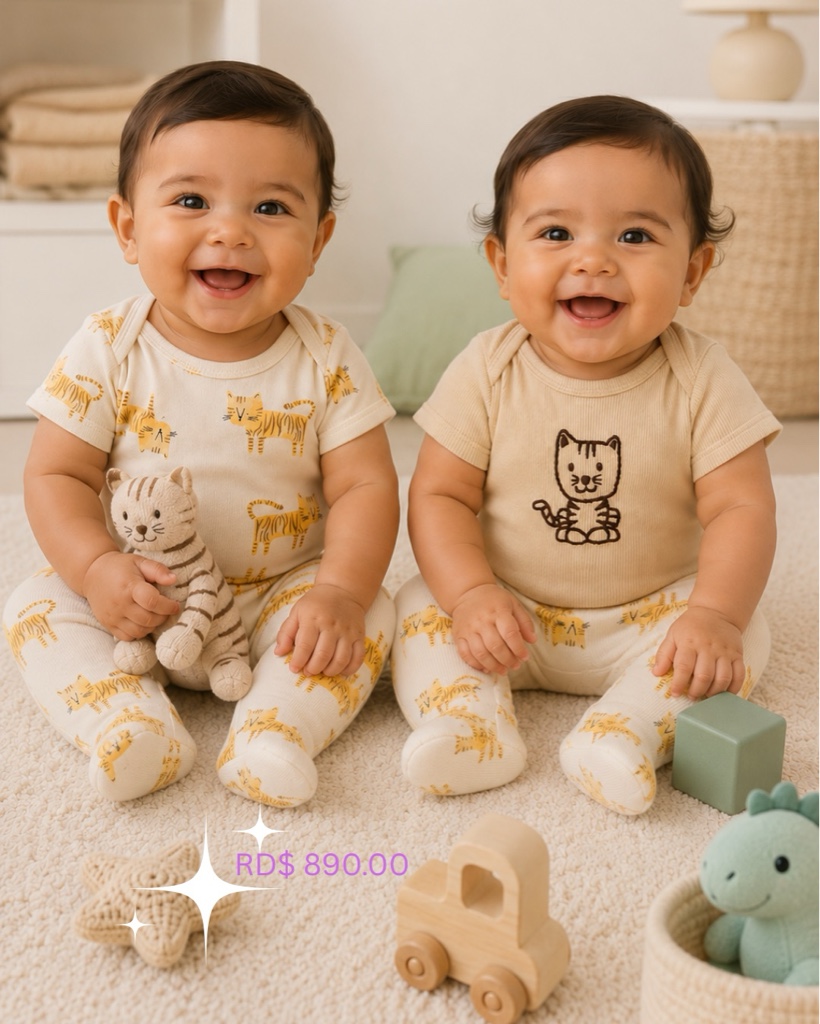 Set de 2 Bodysuits Gorro Tigrito